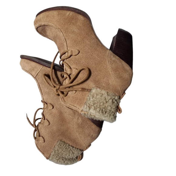 UGG Chestnut Lace Up Analise Heeled Suede Chunky Heel  Ankle Boot - Picture 7 of 9